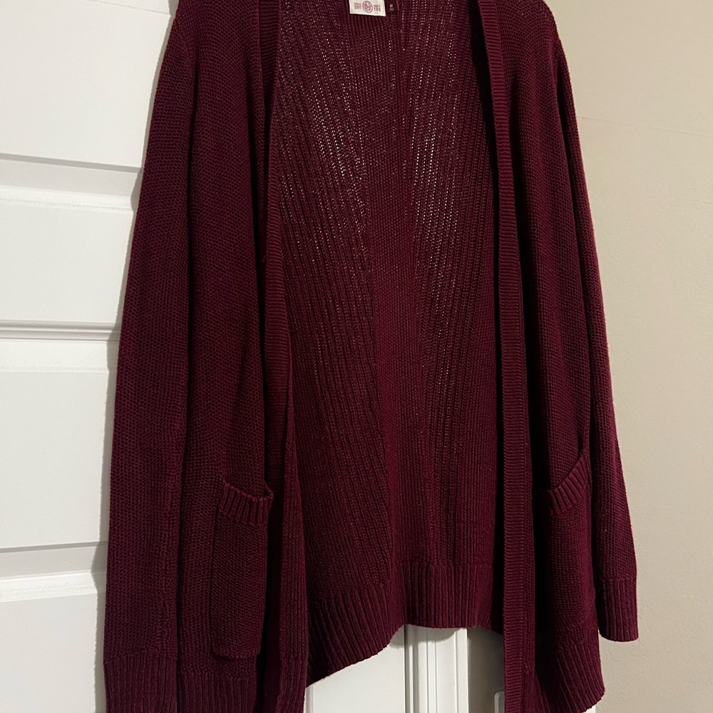 SO Women's Burgundy Open Front Cardigan